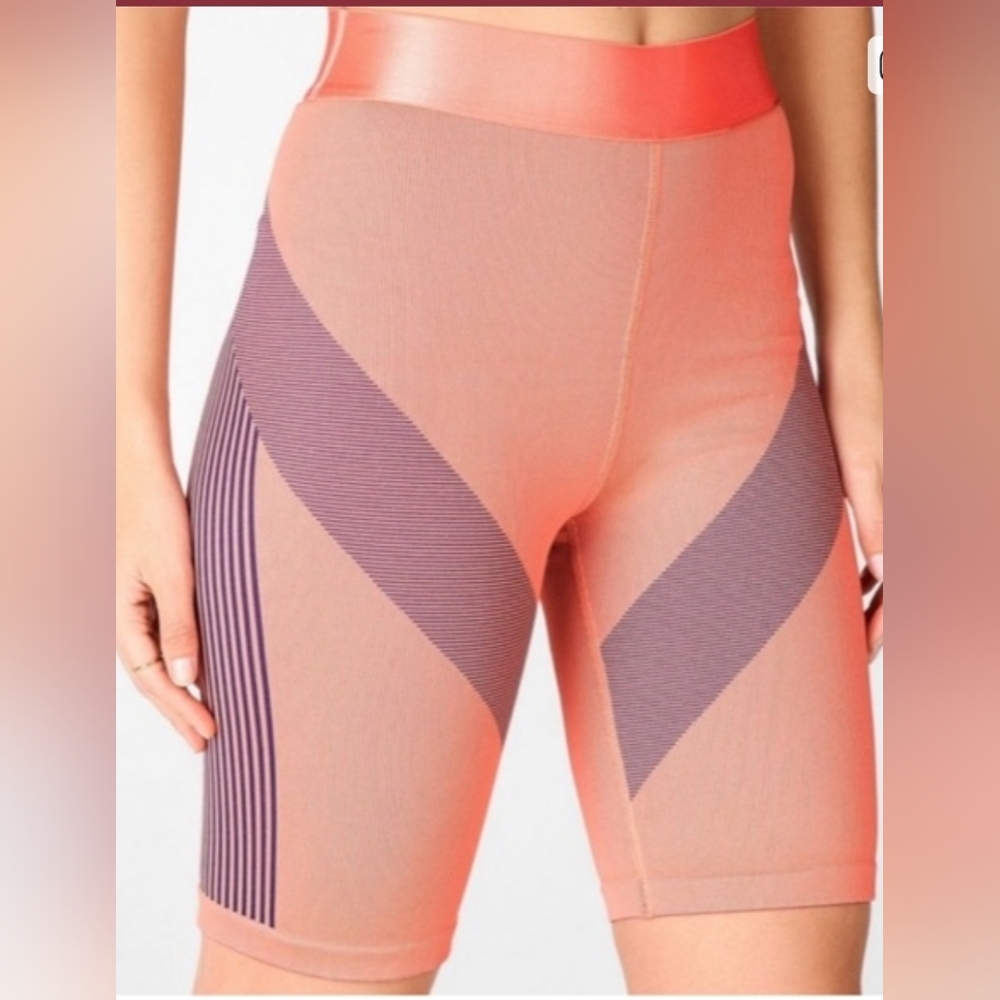 Fabletics Shorts Coral Peach  with Diagonal Stripe Detail